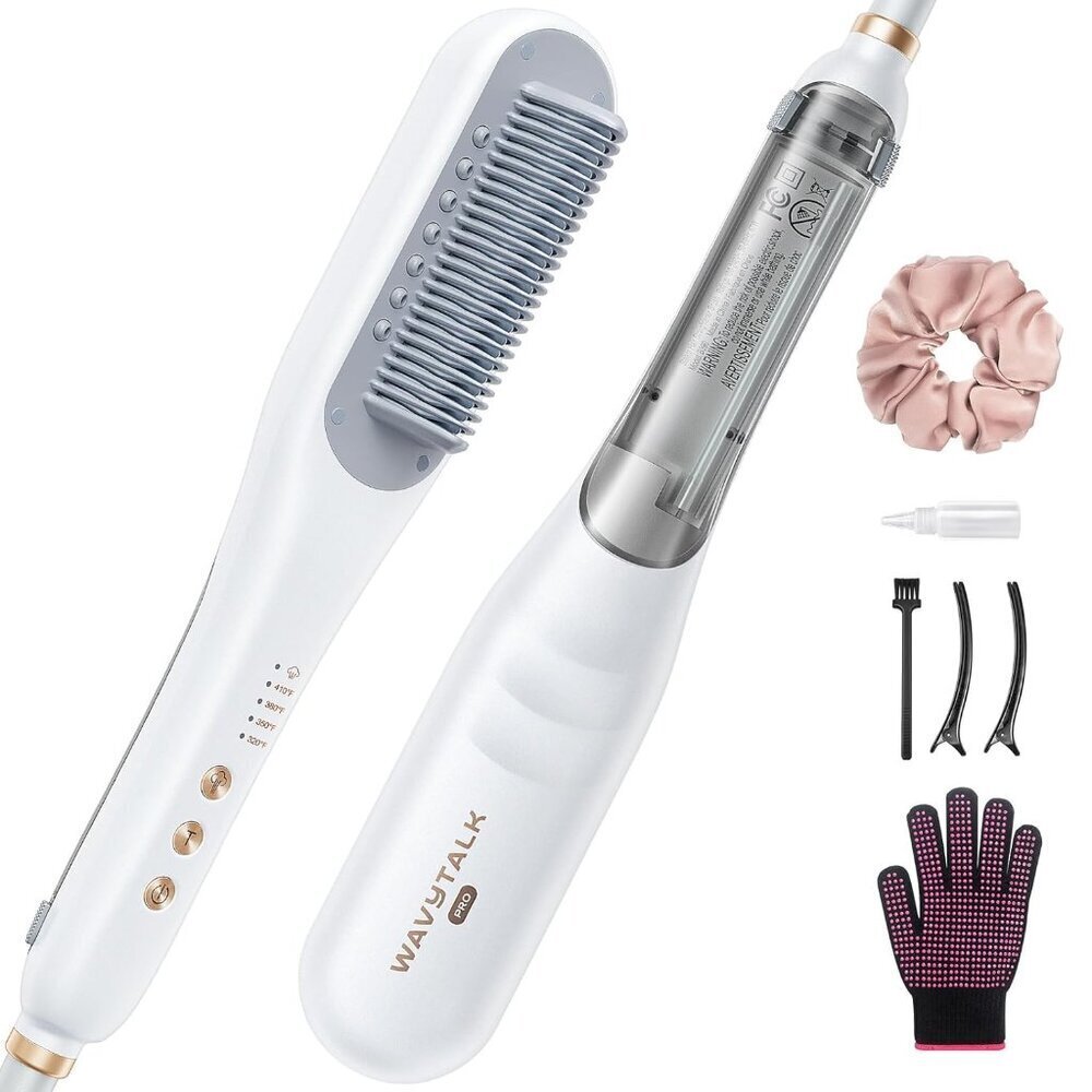 Steam Hair Straightener Brush Ceramic 3-in-1 Comb & Steam for Nourished Hair
